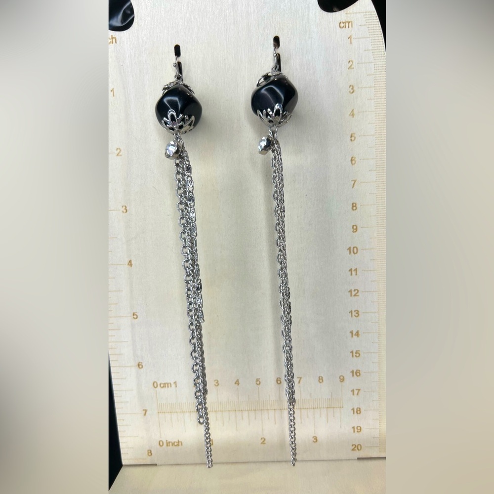 Elegant Black and Silver Dangle Earrings